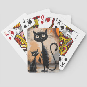 Big Cat Little Cat Halloween Playing Cards