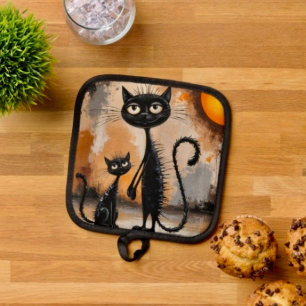 Big Cat Little Cat Halloween Pot Holder