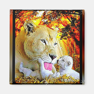Big Cat Models: Lioness and Cubs 01 Magnet