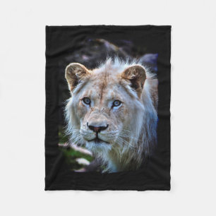 Big Cat Rare White Lion Wildlife Photo Portrait Fleece Blanket