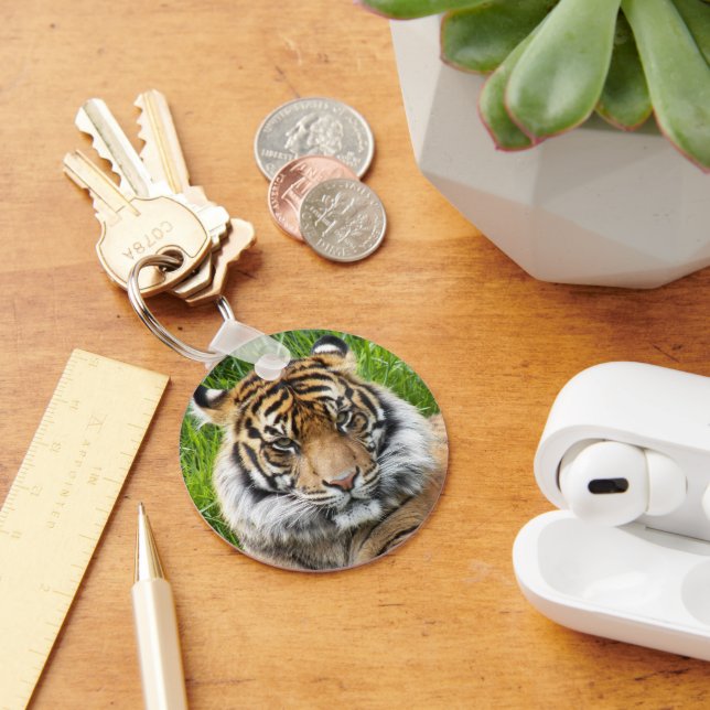 Big Cat Sumatran Tiger Photo Keychain (Desk)