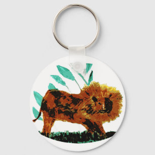 Big Cat Wildlife Art Lion Keychain