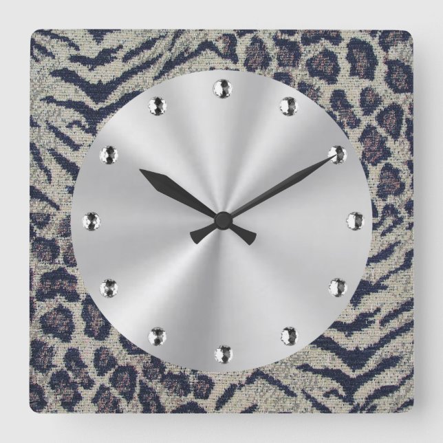 Big Cats Square Wall Clock (Front)