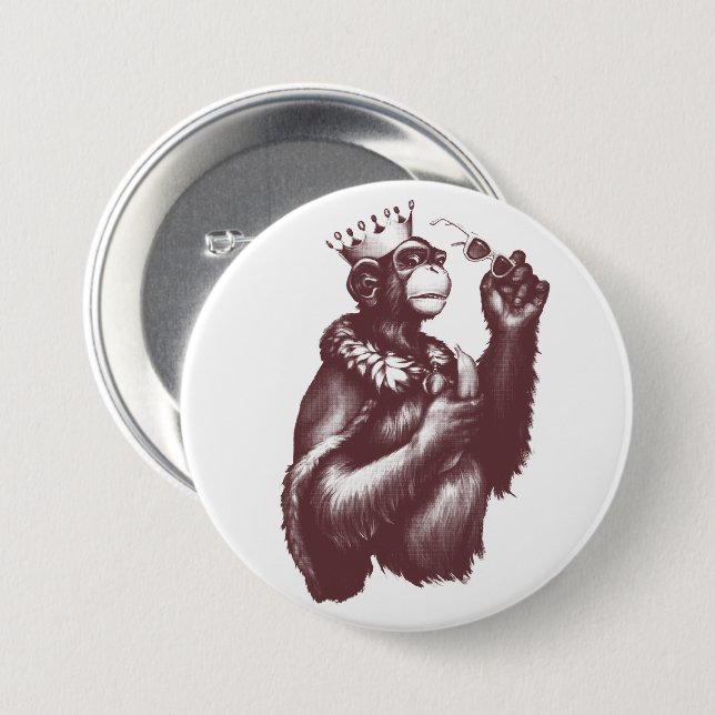 Big Chimpin' (Monochrome) 3 Inch Round Button (Front & Back)