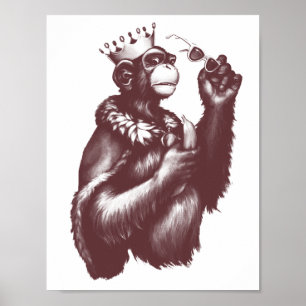 Big Chimpin' (Monochrome) Poster