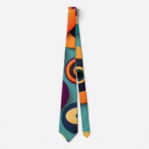 Big Circles Orange Blue Geometric Pattern Tie