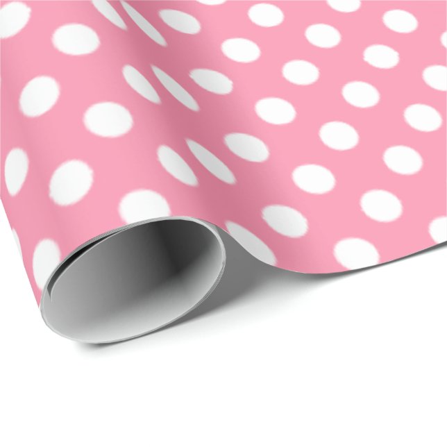 Big Circles Pattern Flamingo Pink Wrapping Paper (Roll Corner)