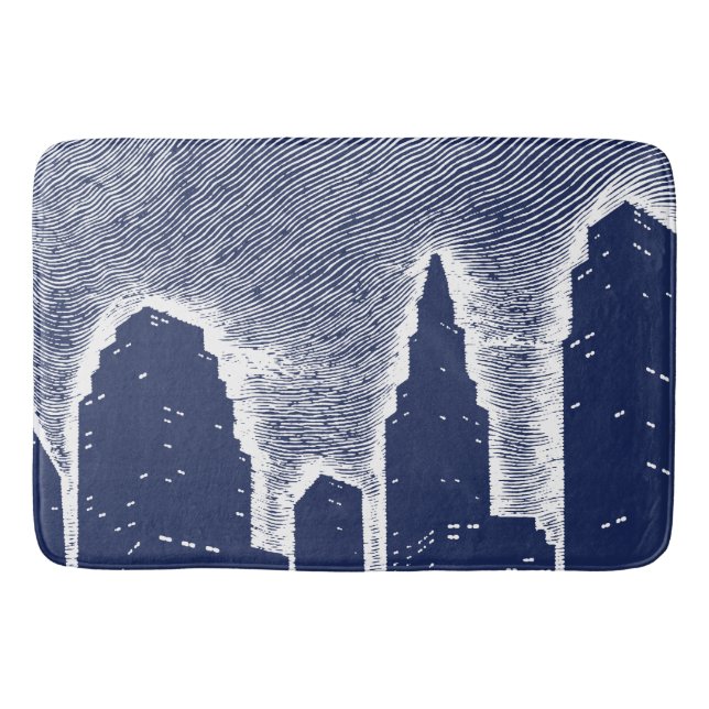 Big City Night Lights cityscape skyline Bath Mat (Front)