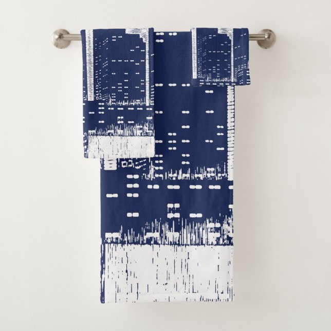 Big City Night Lights cityscape skyline Bath Towel Set (Insitu)