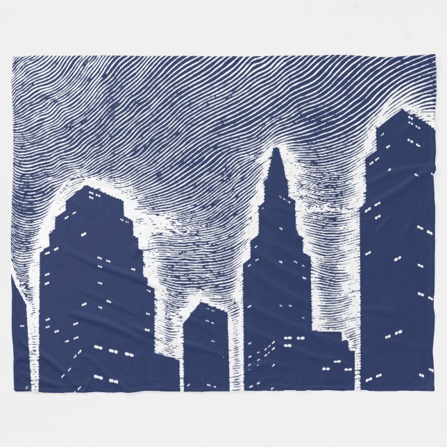 Big City Night Lights cityscape skyline Fleece Blanket (Front (Horizontal))