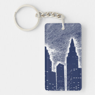 Big City Night Lights cityscape skyline Keychain