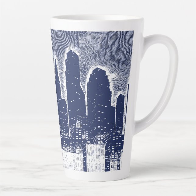 Big City Night Lights cityscape skyline Latte Mug (Right)