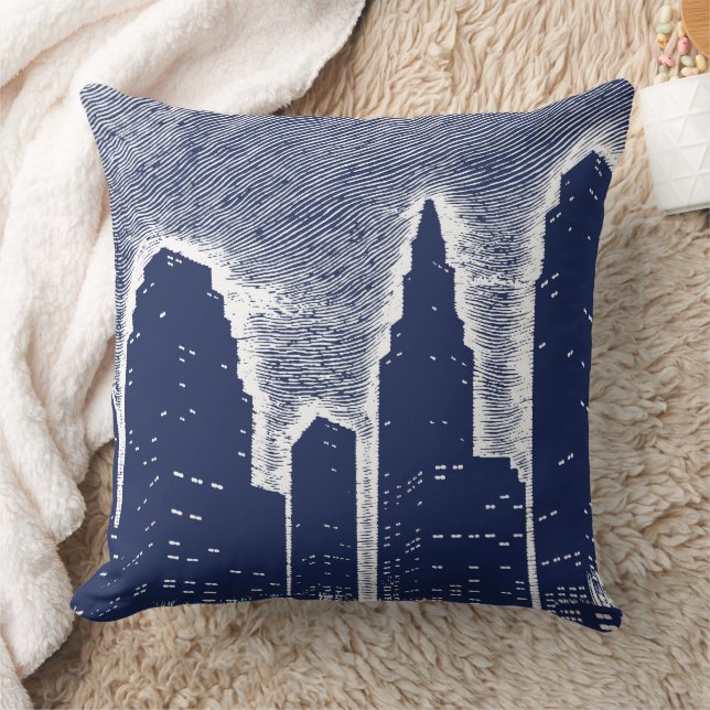 Big City Night Lights cityscape skyline Throw Pillow (Blanket)