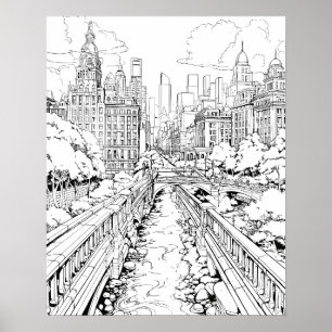 Big City Park Colouring Poster