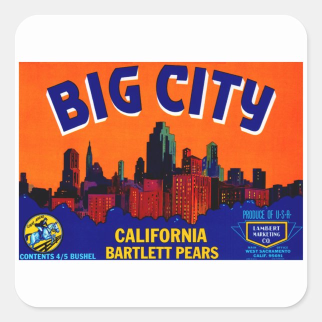 Big City Pears Square Sticker (Front)
