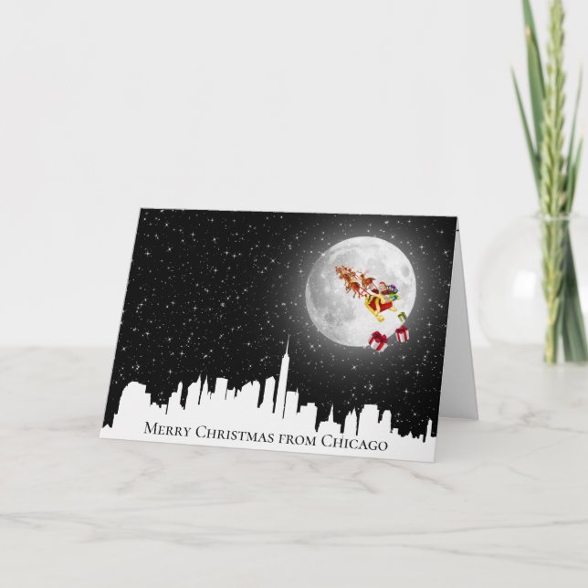 Big City Santa Claus on Moon Card (Front)