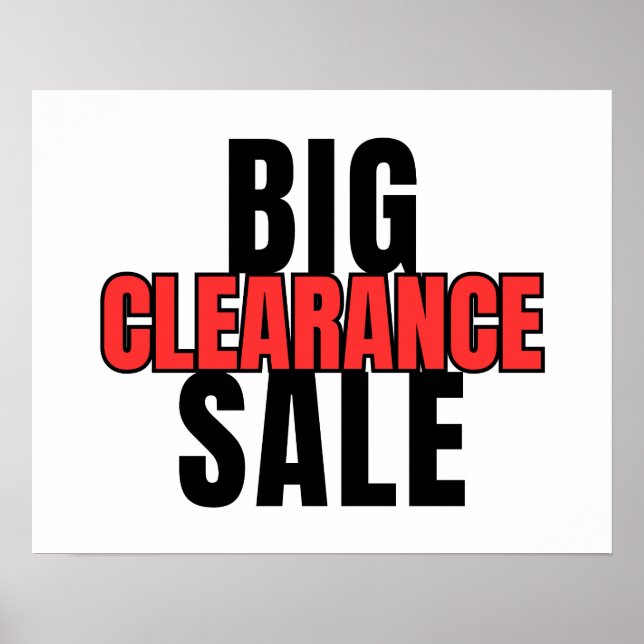 Big Clearance Sale Sign, Boutique Signage, Retail Poster (Front)
