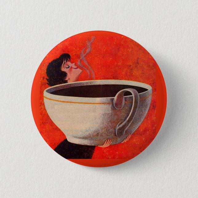 big coffee drinker 2 inch round button (Front)