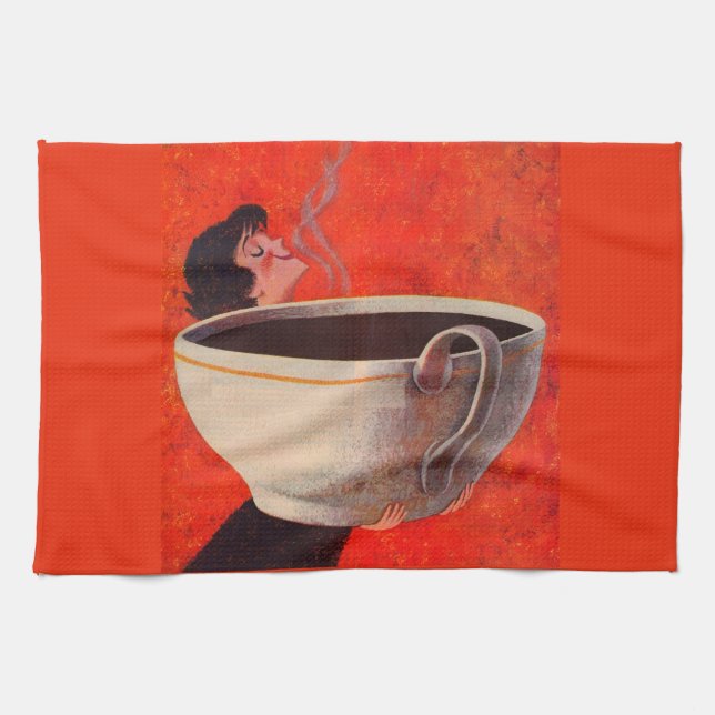 big coffee drinker print kitchen towel (Horizontal)