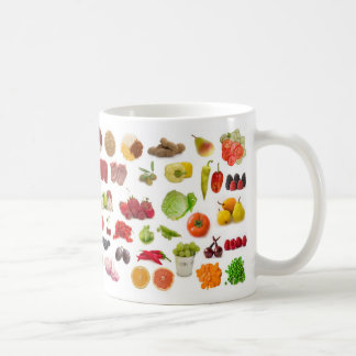 big collection of fruits and vegetables coffee mug