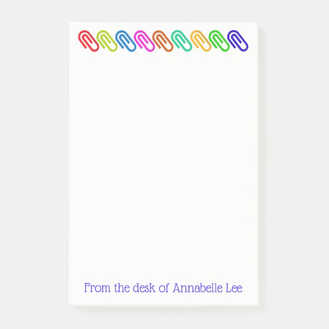 Big Coloured Paperclips Personalize Post-it Notes (Front)