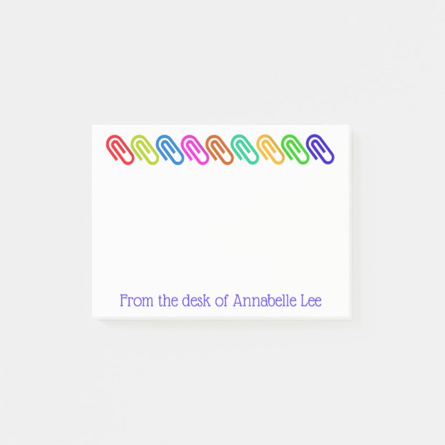 Big Coloured Paperclips Personalize Post-it Notes (Front)