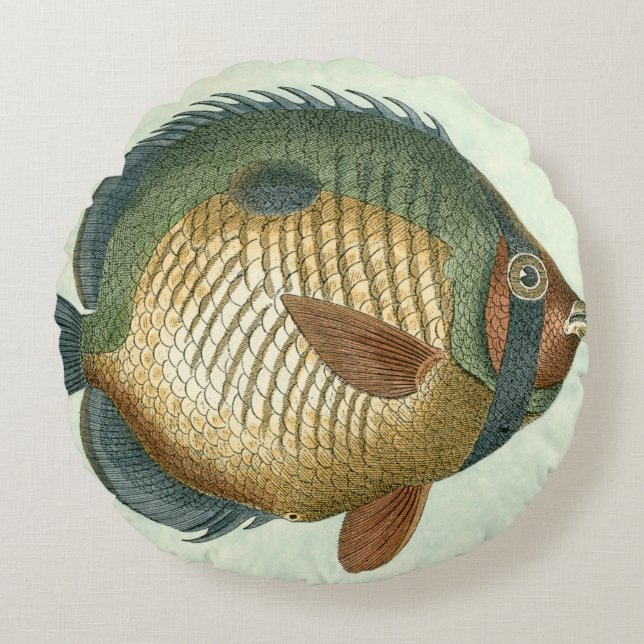 Big Colourful Fish Round Pillow (Front)