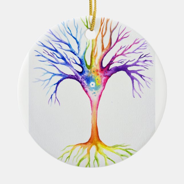 Big colourful neuronal tree ceramic ornament (Front)