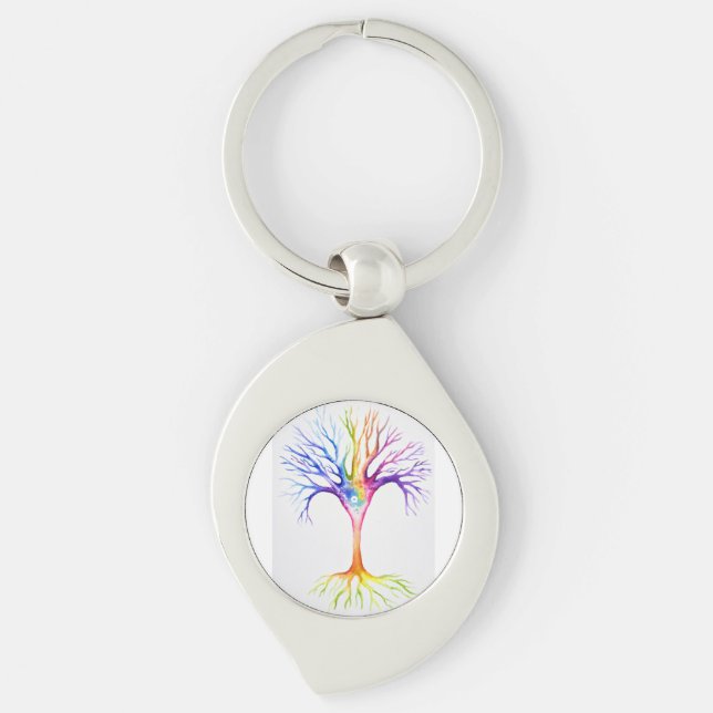 Big colourful neuronal tree keychain (Front)