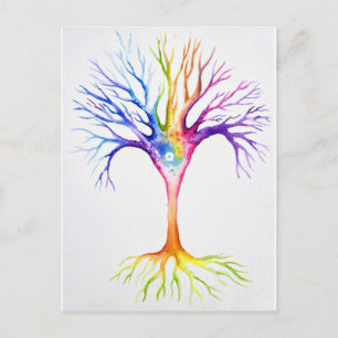 Big colourful neuronal tree postcard