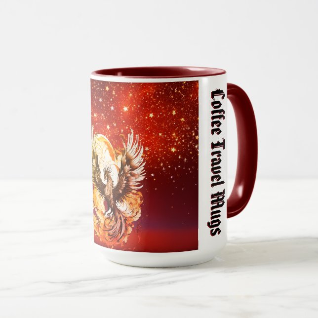 Big Colourful Stars on Shiny Red Background- 15-Oz Mug (Front Right)