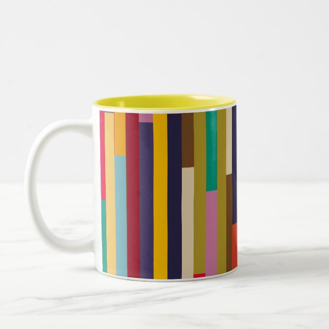 Big Colourful Stripes  Two-Tone Coffee Mug (Left)