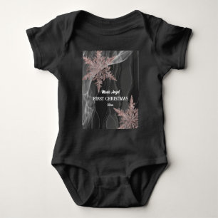 Big Copper Snowflakes & Black Silk 1st Christmas  Baby Bodysuit