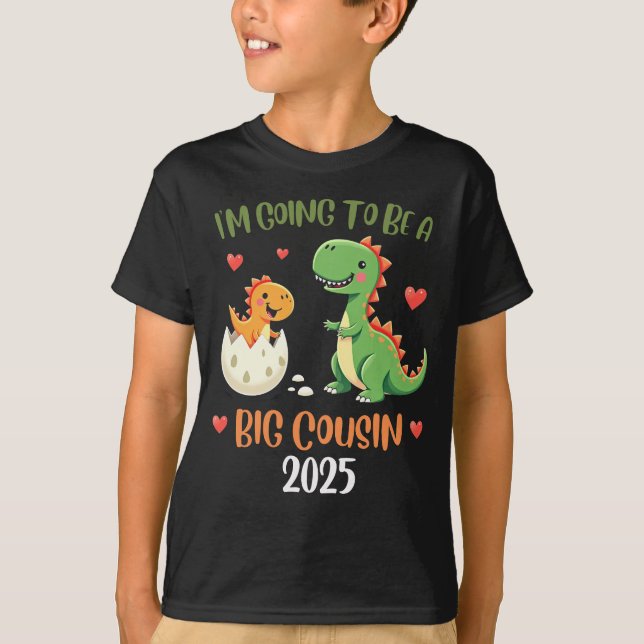 Big Cousin Dinosaur Im Going To Be Cousin Baby Rex T-Shirt (Front)