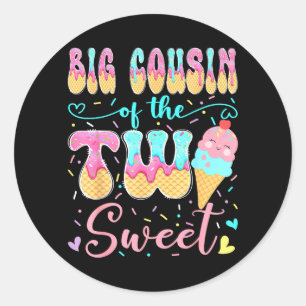 Big Cousin of The Two Sweet 2nd Birthday Girl Ice Classic Round Sticker