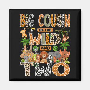 Big cousin of the wild & two 2nd birthday boy magnet