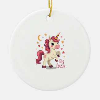 Big Cousin Unicorn Vintage Cute Kids Typography De Ceramic Ornament