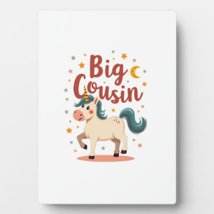 Big Cousin Unicorn Vintage Cute Kids Typography De Plaque