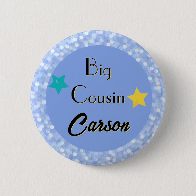 Big Cousin with Stars Personalized Classic Round  2 Inch Round Button (Front)