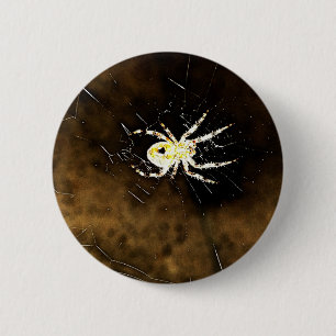 Big Creepy Spider on it's Web 2 Inch Round Button