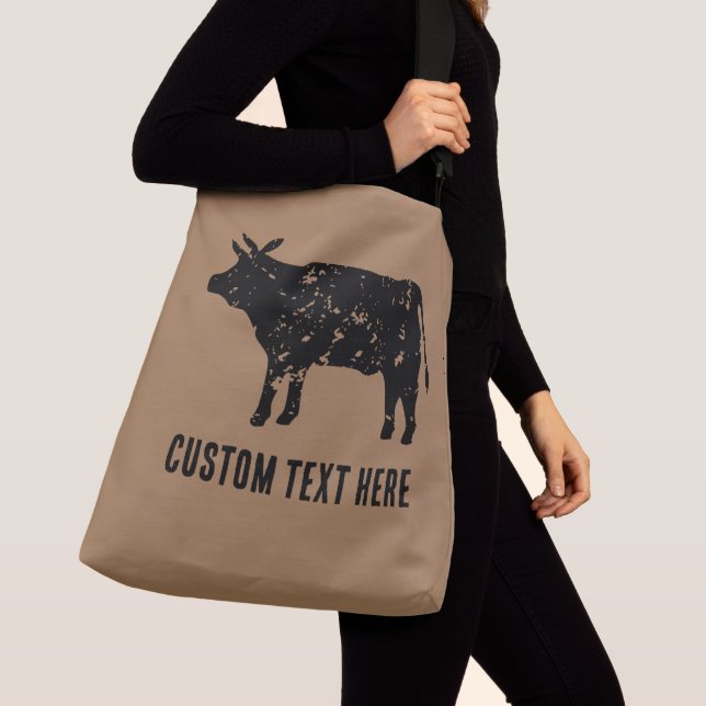 Big cross-body bag with black cow silhouette (Close Up)