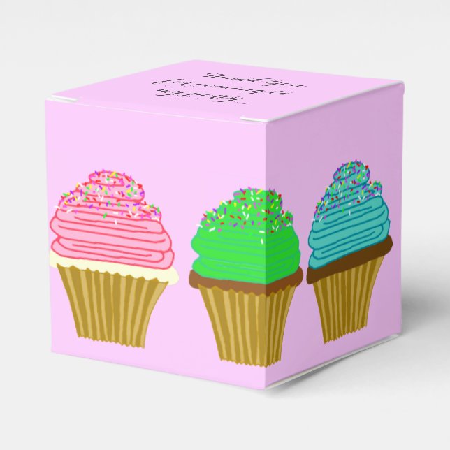 Big Cupcakes Girls Birthday Party Gift Box (Front Side)