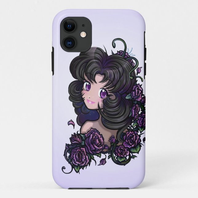 Big Cute Anime Eyes and Flowers (iphone 5 case) Case-Mate iPhone Case (Back)