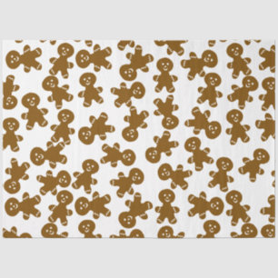 Big Cute Gingerbread Man Pattern on White Tissue Paper