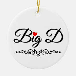 Big D with Red Heart Ceramic Ornament