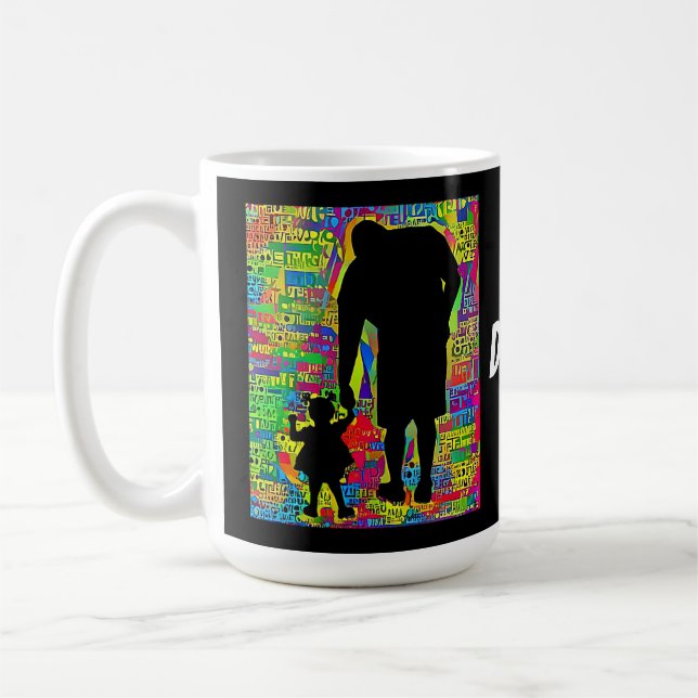 Big Daddy and Baby teaching learning silhouette Coffee Mug (Left)