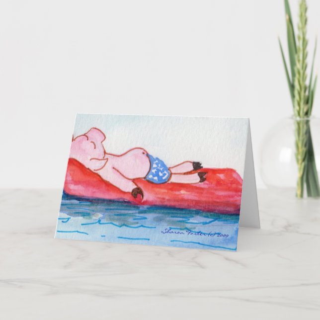 Big Daddy Pig Floating on Raft Card (Front)