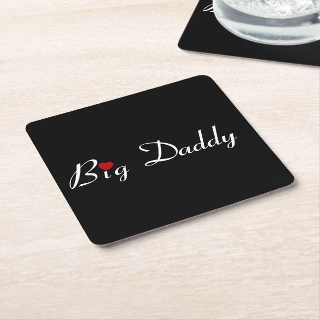 Big Daddy with Red Heart Square Paper Coaster (Angled)