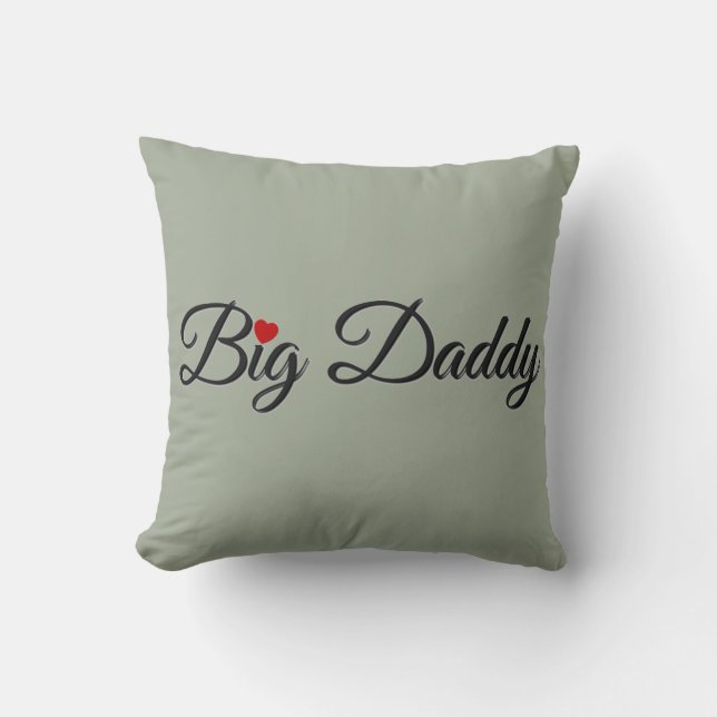 Big Daddy with Red Heart Throw Pillow (Front)