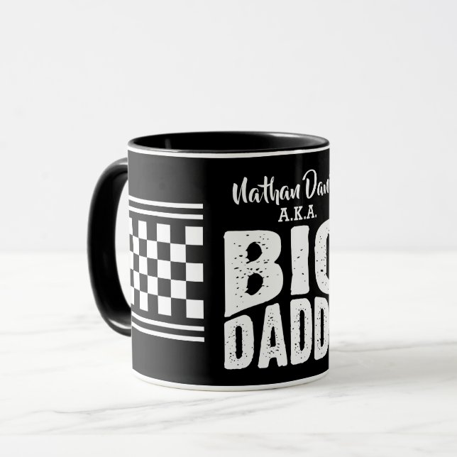 Big Daddy  with Your Name in White Text on Black Mug (Front Left)